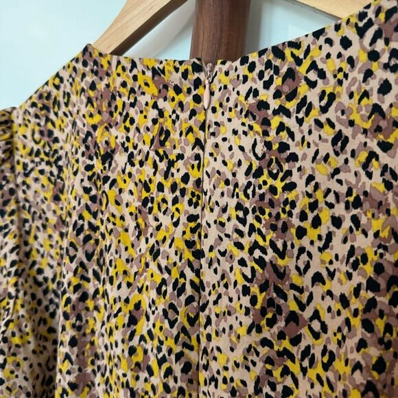 WAYF Plaza Cutout Tiered Maxi Dress Puff Sleeve Animal Cheetah Brown Color Small - Picture 8 of 13